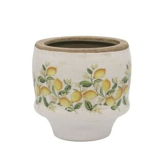 Béžový antik keramický květináč s citróny Limone Blossom - Ø 13*12 cm 65106419 obraz