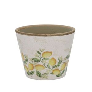Béžový antik keramický květináč s citróny Limone Blossom - Ø 13*10 cm 65106719 obraz