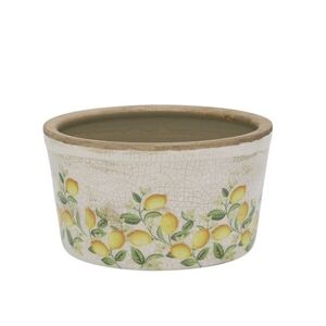 Béžový antik keramický květináč s citróny Limone Blossom - Ø 16*10 cm 65106919 obraz
