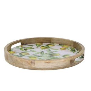 Dřevěný mangový podnos s citróny Tours Limone Blossom - Ø 35*4 cm 61098500 obraz