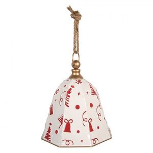 Vánoční dekorace bílý kovový zvon na provaze - Ø 24*25 cm 6Y6019 obraz