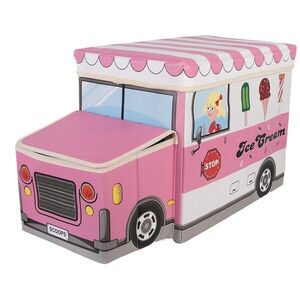 Růžová úložná krabice – zmrzlinářské auto - 55*32*28 cm 66857 obraz