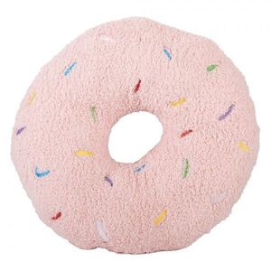 Růžový dekorativní polštář ve tvaru donutu s posypem - Ø 35*6 cm KG033.014P obraz