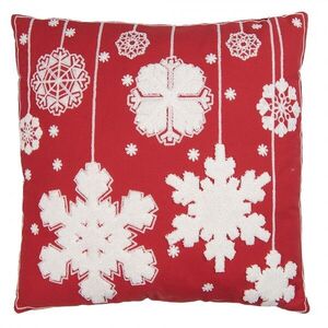 Bílo-červený polštář se sněhovými vločkami - 45*5*45 cm KG023.169 obraz