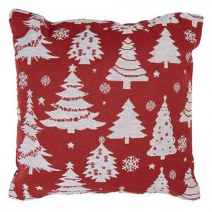 Bílo-červený polštář s vánočními stromky - 45*45*4 cm KG023.166 obraz