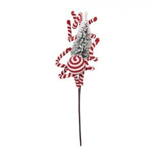 Vánoční dekorace zápich cukrové tyčky a zasněžený stromek - 11*8*35 cm 66663 obraz