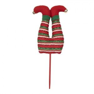 Červený vánoční zápich nohy skřítek Elf - 13*5*33 cm 66559 obraz