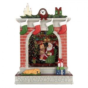 Kouzelná krbová římsa se Santou – hrací skříňka s LED - 18*10*25 cm / 3*AA/ USB 6PR6206 obraz