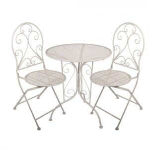 Béžový zahradní kovový Bistro set stůl a 2 židle - Ø 60*70 / 39*39*94 cm 5Y1431 obraz
