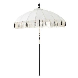 Béžový slunečník s dřevěnou tyčí a třásněmi Flavie Black - ∅ 180*260 cm 62588 obraz