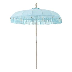 Modrý slunečník s dřevěnou tyčí a třásněmi Bobbi Blue - ∅ 200*260 cm 62552 obraz