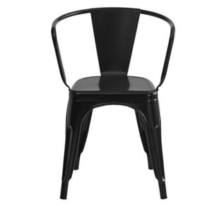 Černá kovová jídelní židle s područkami Gione - 55*52*81 cm 50896 obraz