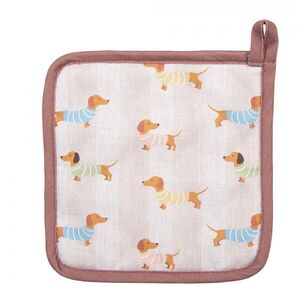 Béžová bavlněná chňapka - podložka s jezevčíky Puppy Pullover - 20*20 cm PAP45 obraz