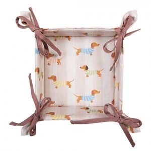 Béžový bavlněný košík na pečivo s jezevčíky Puppy Pullover - 35*35*8 cm PAP47 obraz
