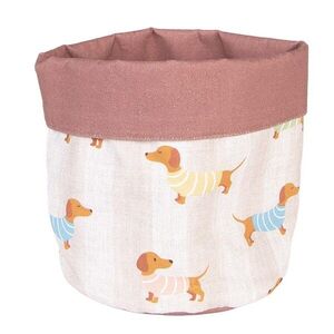 Béžový bavlněný košík na pečivo s jezevčíky Puppy Pullover - Ø 15*16 cm PAP50 obraz
