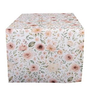 Bílý bavlněný běhoun s růžemi Soft Romantic Blush - 50*140 cm SRB64 obraz