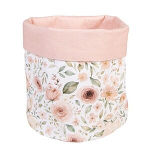 Bílý látkový košík s růžemi Soft Romantic Blush - Ø 15*16 cm SRB50 obraz