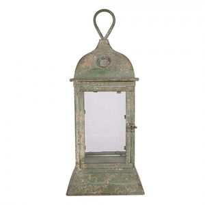 Zelená kovová vintage lucerna Simia - 20*20*49 cm 5Y1419 obraz