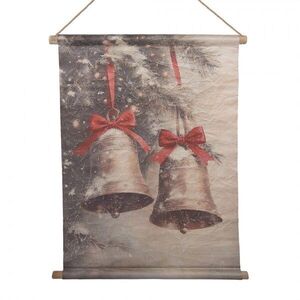 Vánoční vintage nástěnná mapa se zvonky - 55*3*75 cm 6WK0051 obraz