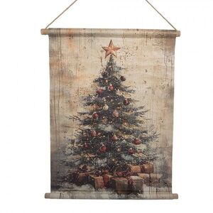 Vánoční vintage nástěnná mapa svánočním stromečkem - 55*3*75 cm 6WK0050 obraz