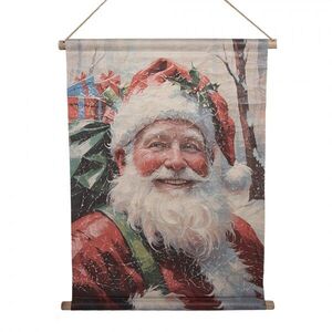 Vánoční vintage nástěnná mapa se Santou - 55*3*75 cm 6WK0049 obraz