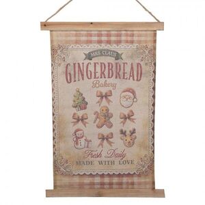 Vánoční vintage nástěnná mapa s perníčky Gingerbread Bakery - 55*3*75 cm 6WK0047 obraz