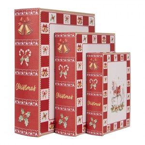 Set 3ks úložný box ve tvaru knihy vánoční koník - 27*22*7 / 22*17*6 / 17*12*4 cm 66774 obraz