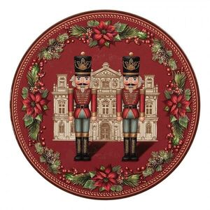 Červený vánoční servírovací talíř Louskáčci - Ø 33*1 cm 66766 obraz