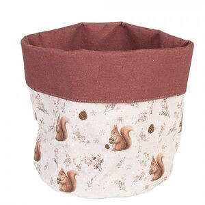 Béžový látkový košík na pečivo s veverkami Tiny Squirrel - Ø 15*16 cm TST50 obraz