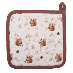 Béžová bavlněná chňapka - podložka s veverkami Tiny Squirrel - 20*20 cm TST45 obraz
