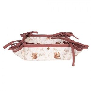 Béžový látkový košík na pečivo s veverkami Tiny Squirrel - 35*35*8 cm TST47 obraz