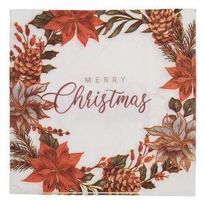Vánoční papírové ubrousky s věnečkem Merry Christmas - 33*33 cm (20ks) 73130 obraz