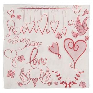 Romantické papírové ubrousky se srdíčky - 33*33 cm (20ks) 73155 obraz