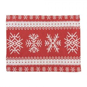 6ks červené látkové prostírání se sněhovými vločkami - 33*45 cm KT040.161 obraz
