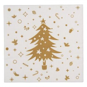 Bílé vánoční papírové ubrousky se zlatým stromkem - 33*33 cm (20ks) 73132 obraz