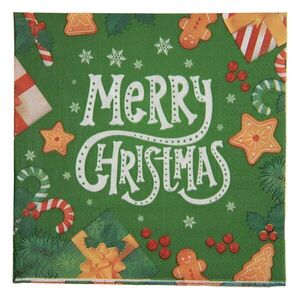 Zelené vánoční papírové ubrousky Merry Christmas - 33*33 cm (20ks) 73152 obraz