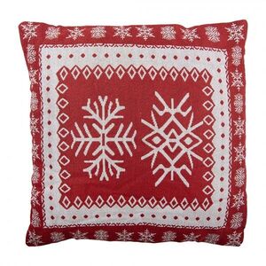 Červený dekorační polštář se sněhovými vločkami - 45*45*4 cm KG023.161 obraz