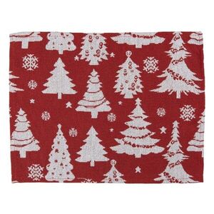 6ks bílo-červené látkové prostírání s vánočními stromky - 33*45 cm KT040.166 obraz