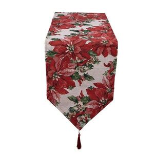 Béžovo-červený běhoun s vánočními hvězdami a střapci - 33*180 cm KT065.167 obraz