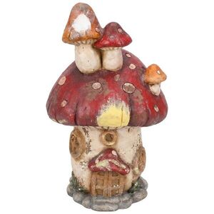 Béžová antik dekorace figurka domek houba muchomůrka - 30*27*50 cm 5MG0102 obraz