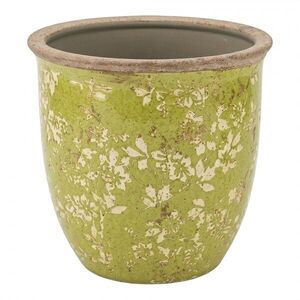 Zelený keramický obal na květináč Rustic Wild Herb L - Ø 17*17 cm 6CE2446L obraz