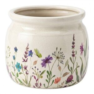 Keramický obal na květináč s lučními květy Rustic Flora M - Ø 16*13 cm 6CE2439M obraz