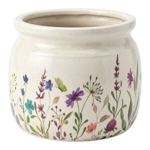 Keramický obal na květináč s lučními květy Rustic Flora L - Ø 20*15 cm 6CE2439L obraz