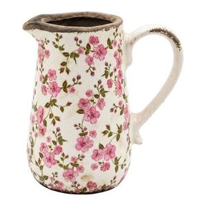 Keramický džbán s růžovými květy Vintage Bloom L - 20*14*23 cm 6CE2448L obraz