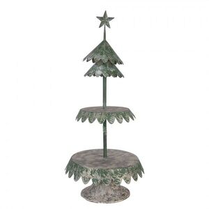 Zelený vintage dekorační etažér stromek Christmas Tree - Ø 32*75 cm 6Y6160 obraz
