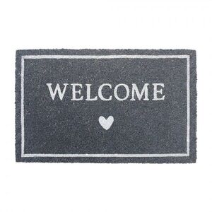 Šedá kokosová rohožka se srdíčkem Welcome - 75*45*1 cm MC305 obraz