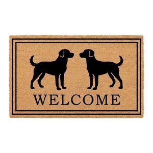 Hnědá kokosová rohožka s pejsky Welcome - 75*45*1 cm MC293 obraz