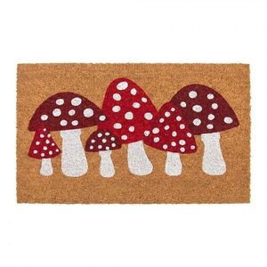 Hnědá kokosová rohožka s muchomůrkami Mushrooms - 75*45*1 cm MC297 obraz