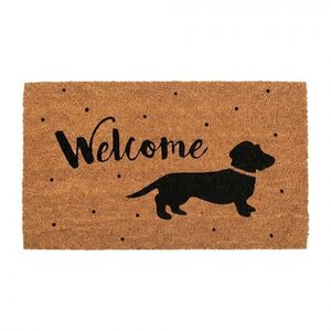 Hnědá kokosová rohožka s jezevčíkem Welcome - 75*45*1 cm MC284 obraz