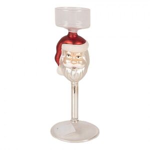 Skleněný svícen na čajovou svíčku Santa Claus - Ø 7*20 cm 6GL5474 obraz